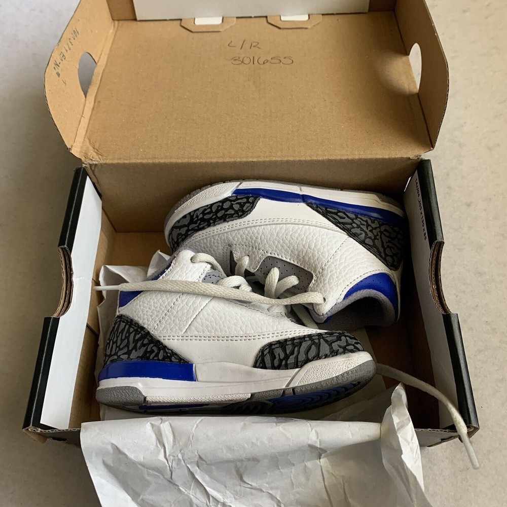Nike Air Jordan 3 Retro TD Racer Blue White Toddler Size 7c Preowned